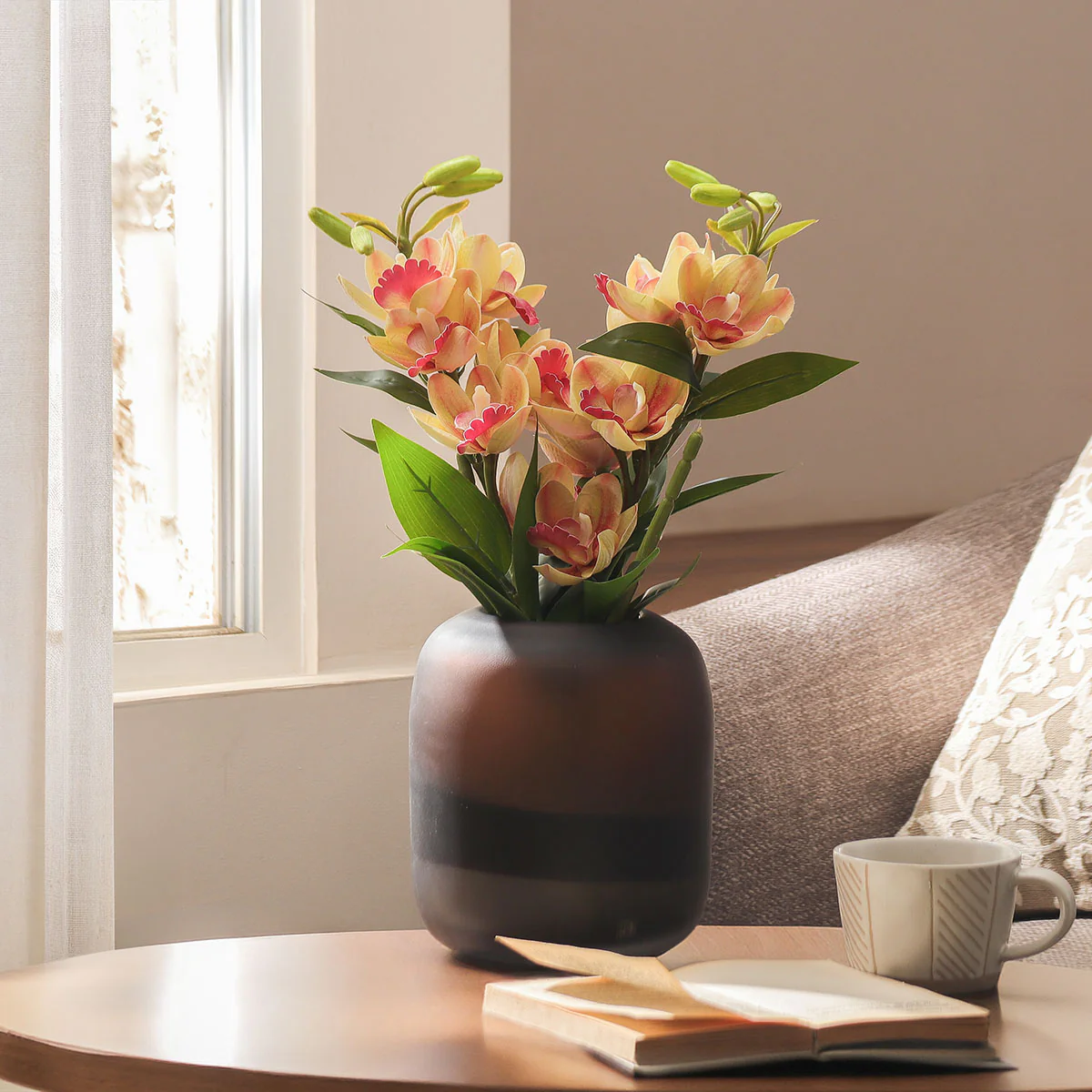Cymbidium Orchid Faux Stem - Yellow - Image 6