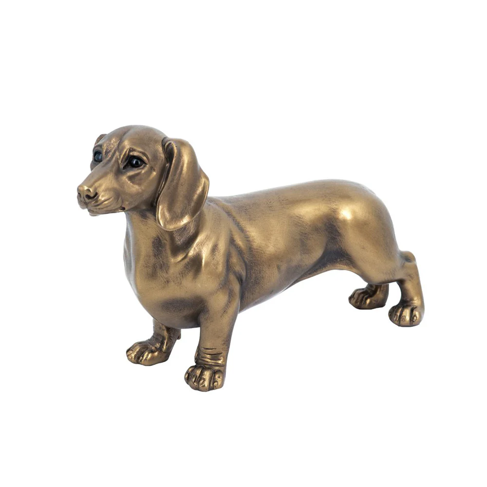 Dachshund Sculpture Medium - Dull Gold - Image 3