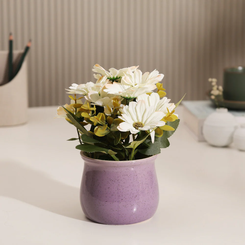 Daisies Artificial Potted Plant - White Purple - Image 3