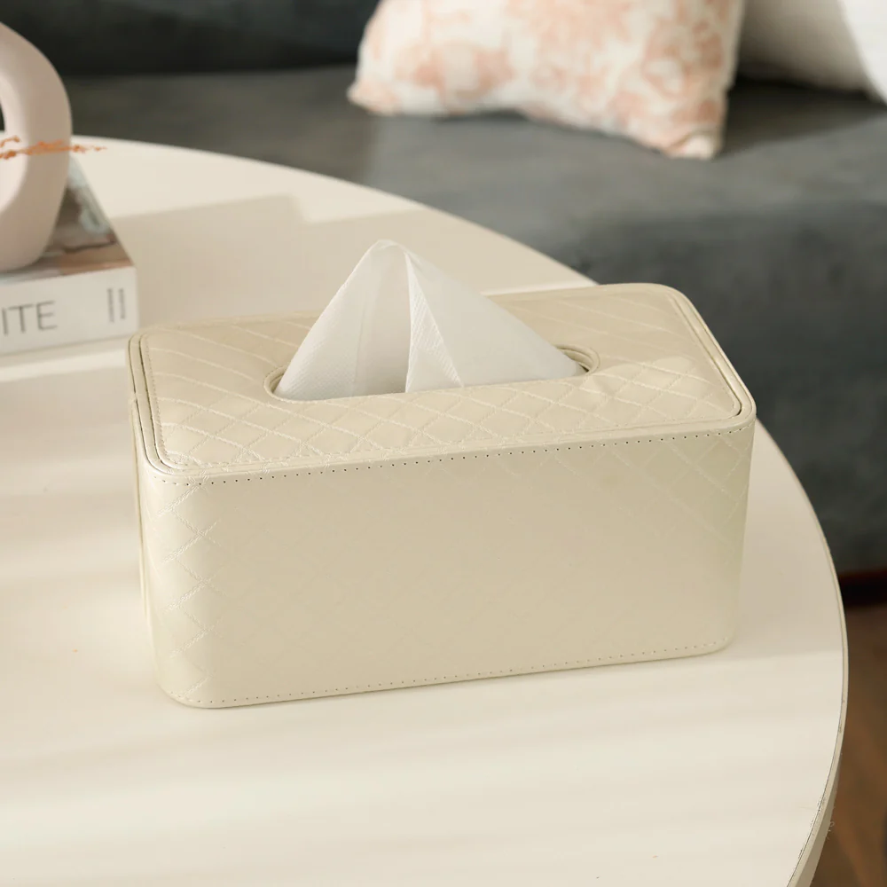 Damas Quilted High Tissue Box Holder - Pearl Ivory - Image 6