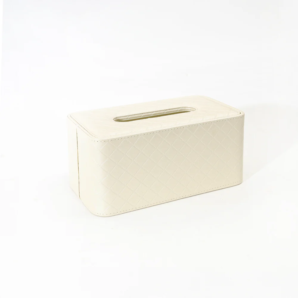 Damas Quilted High Tissue Box Holder - Pearl Ivory - Image 8