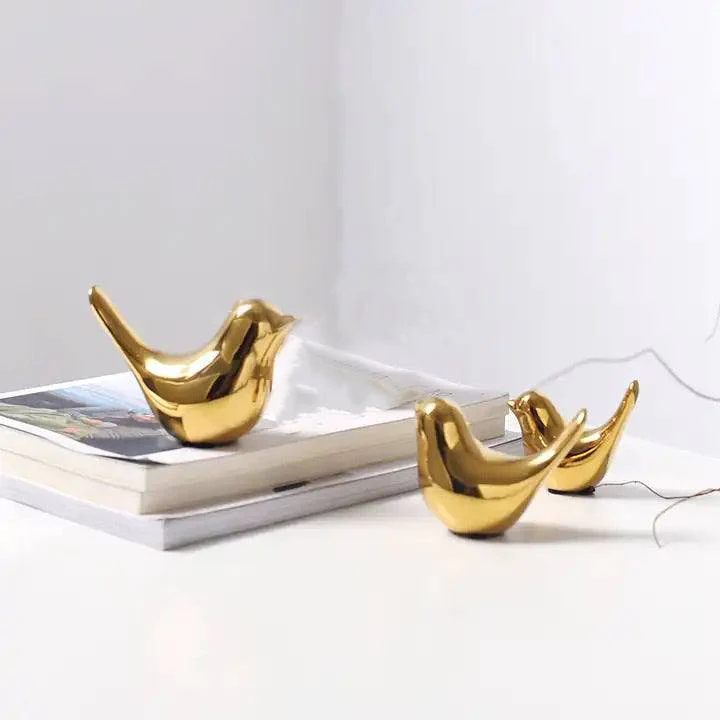 Decorative Birds Sculptures, Set of 3 - Gold - Image 2