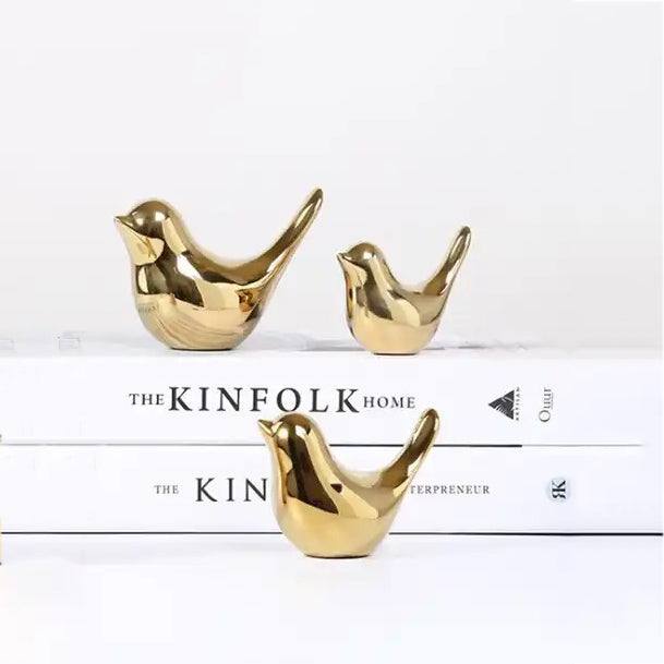 Decorative Birds Sculptures, Set of 3 - Gold - Image 9