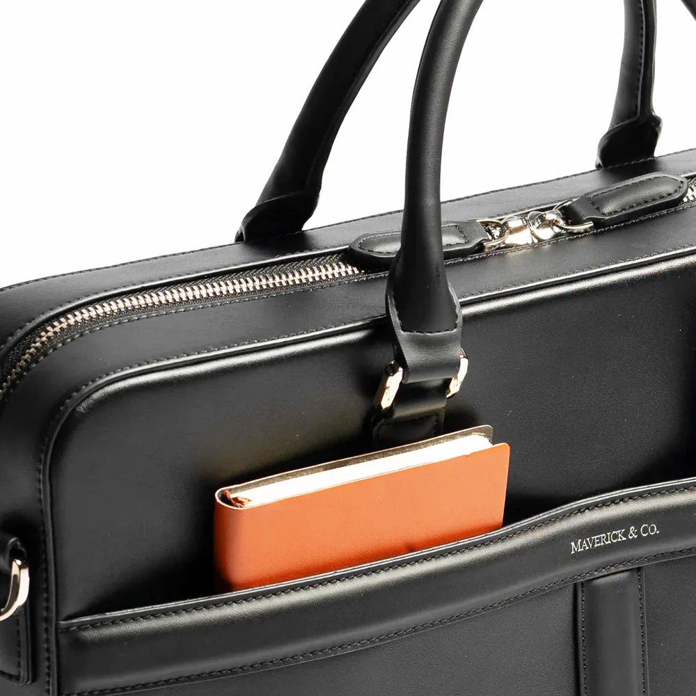 Delta Leather Briefcase - Black - Image 11