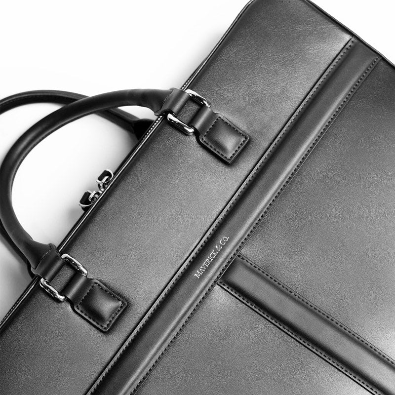 Delta Leather Briefcase - Black - Image 13