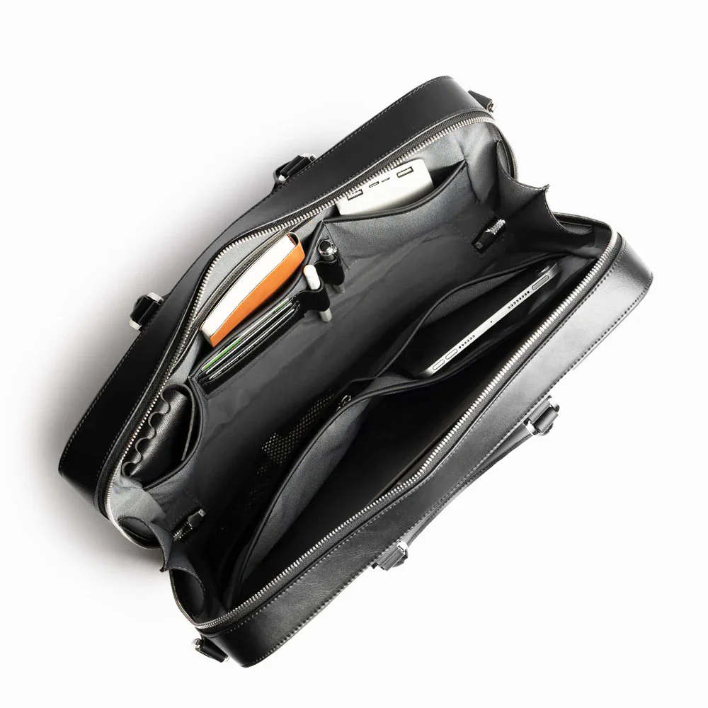 Delta Leather Briefcase - Black - Image 4