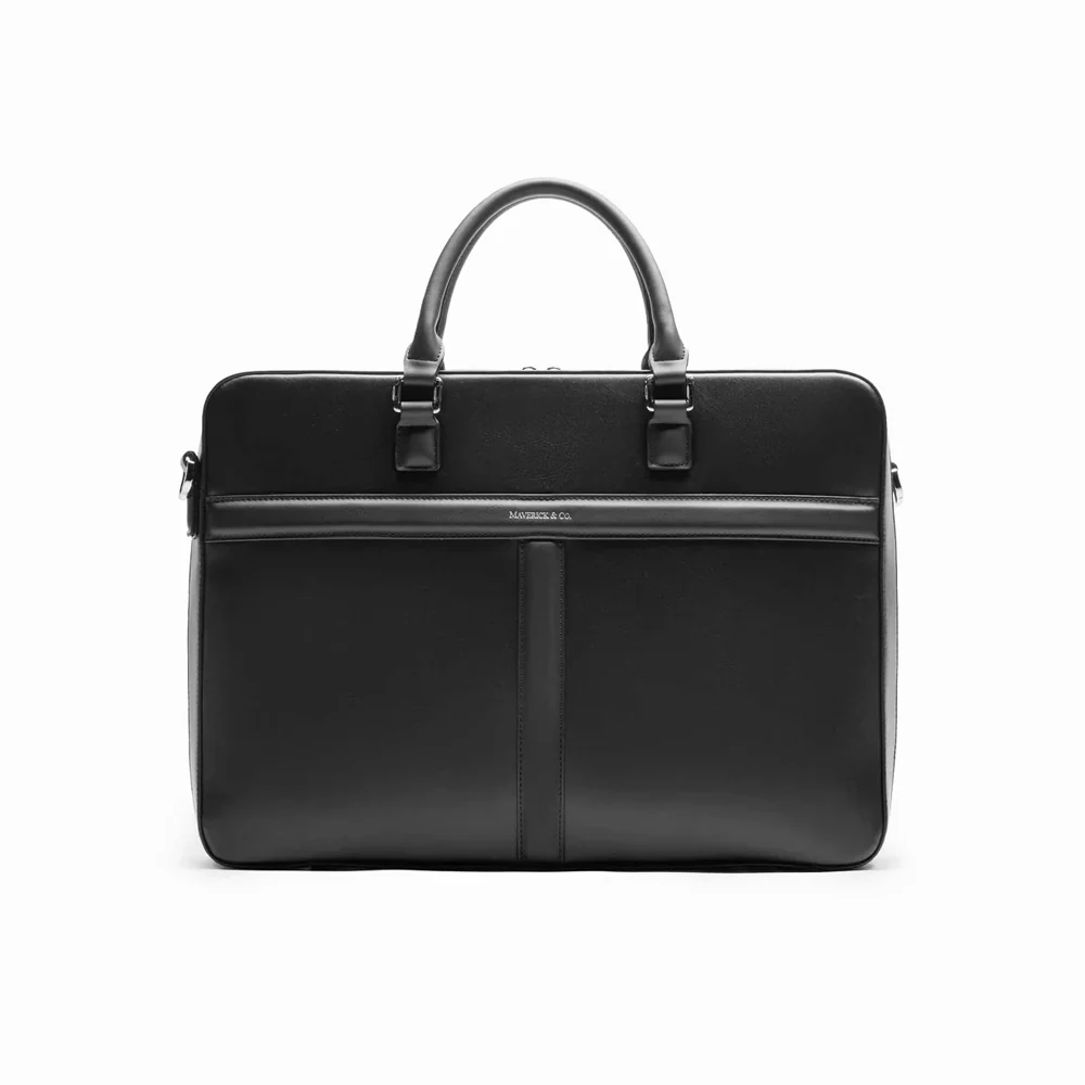 Delta Leather Briefcase - Black - Image 5