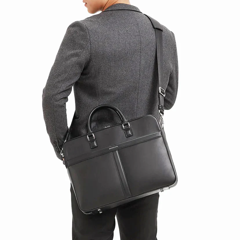 Delta Leather Briefcase - Black - Image 6