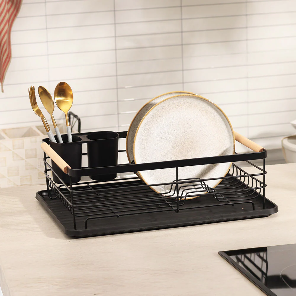 Dish Rack with Tray - Black - Image 4