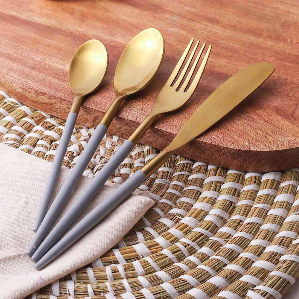 Dual 24-piece Cutlery Set - Grey Gold - Image 2