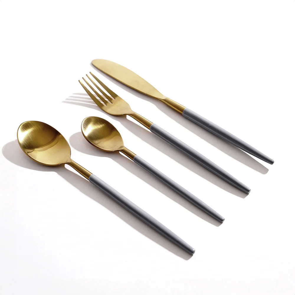 Dual 24-piece Cutlery Set - Grey Gold - Image 3