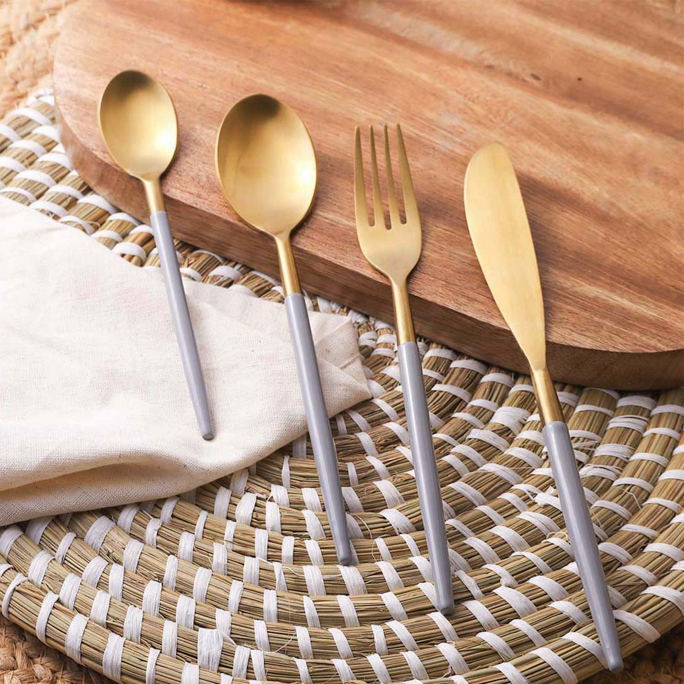 Dual 24-piece Cutlery Set - Grey Gold - Image 5
