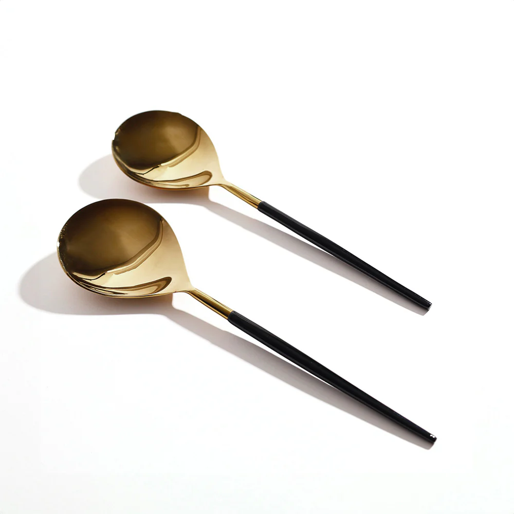 Dual Serving Spoons, Set of 2 - Black Gold - Image 3