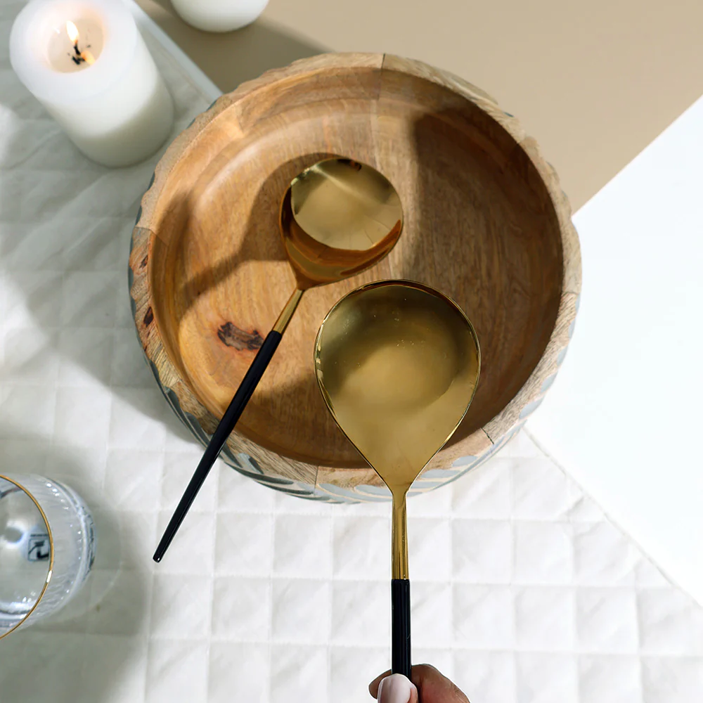 Dual Serving Spoons, Set of 2 - Black Gold - Image 4