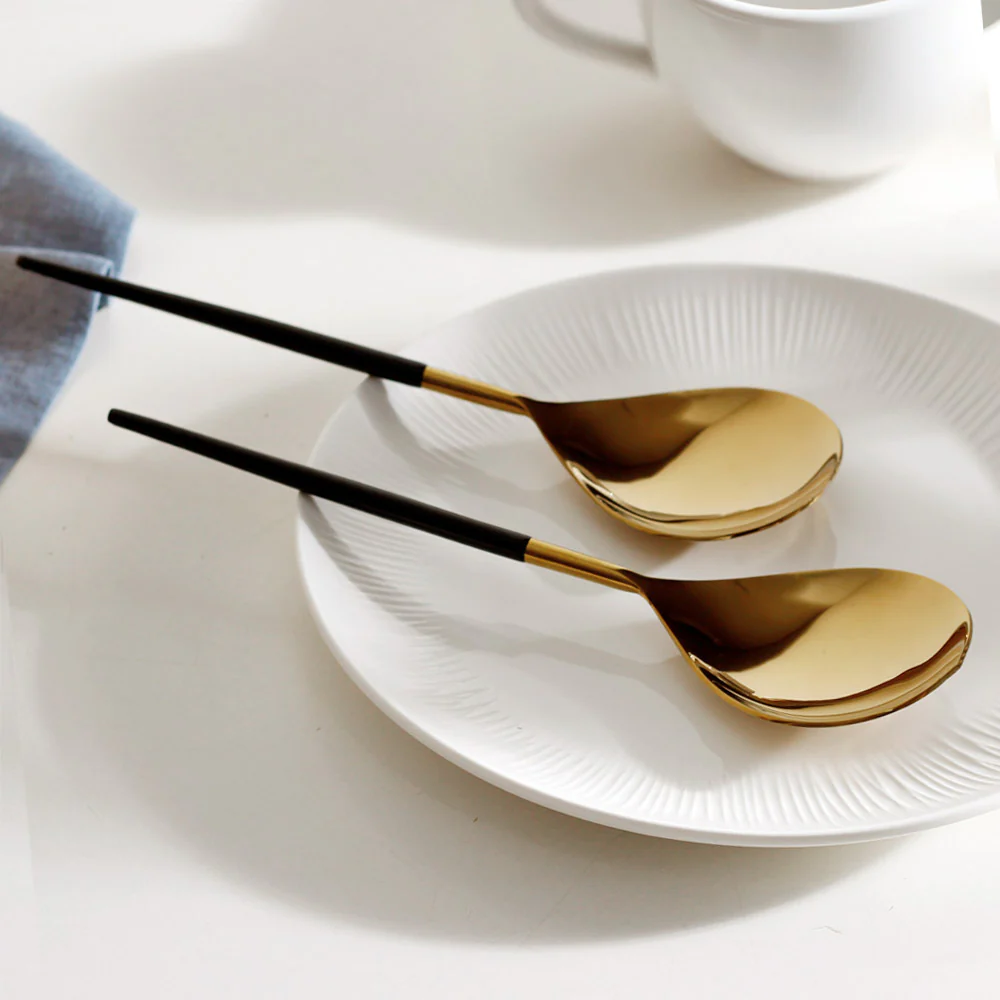 Dual Serving Spoons, Set of 2 - Black Gold - Image 5
