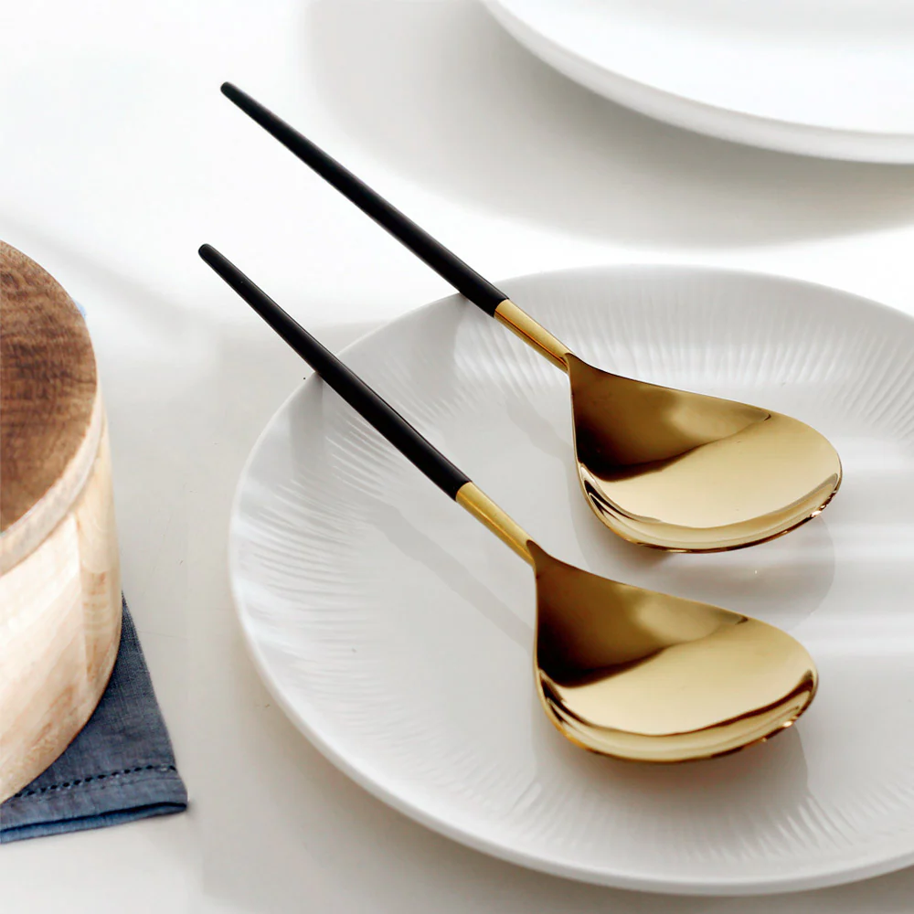 Dual Serving Spoons, Set of 2 - Black Gold - Image 7