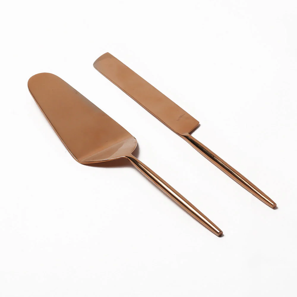 Dulce Cake Knife and Server Set - Rose Gold - Image 3