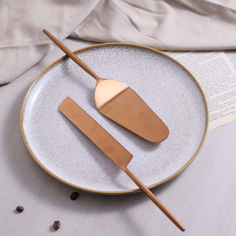 Dulce Cake Knife and Server Set - Rose Gold - Image 4