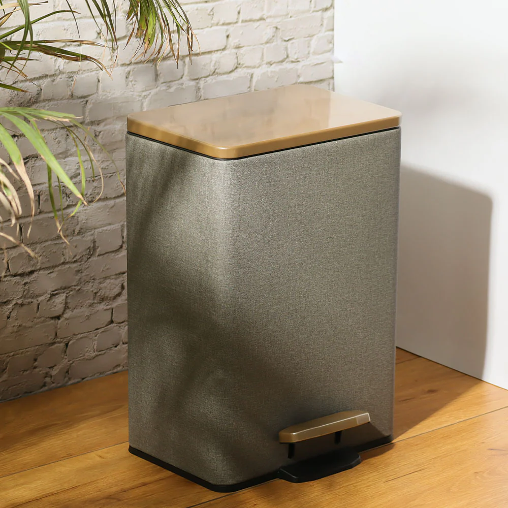 Duos Textured Pedal Bin 12L - Grey - Image 2