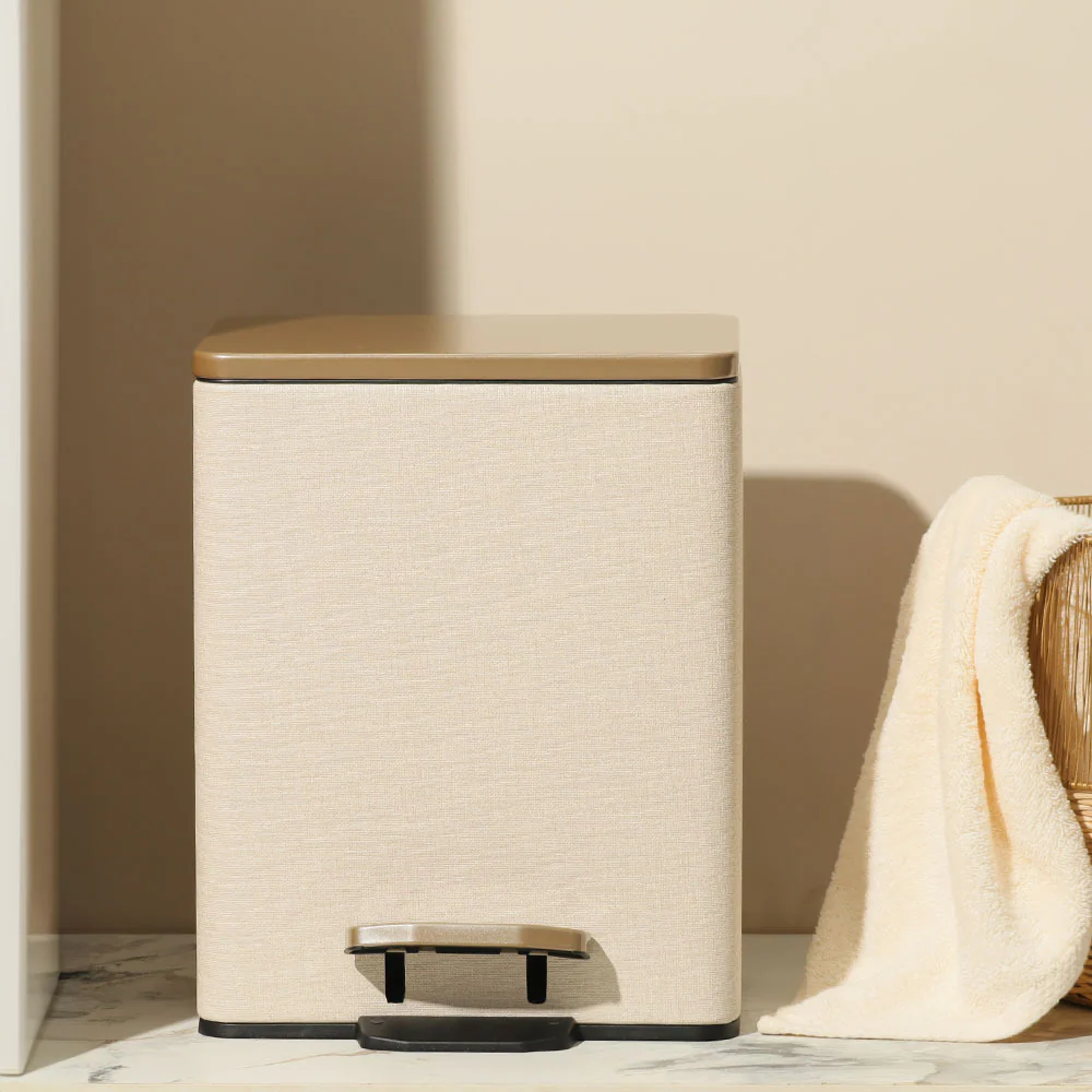 Duos Textured Pedal Bin 9L - Beige - Image 4