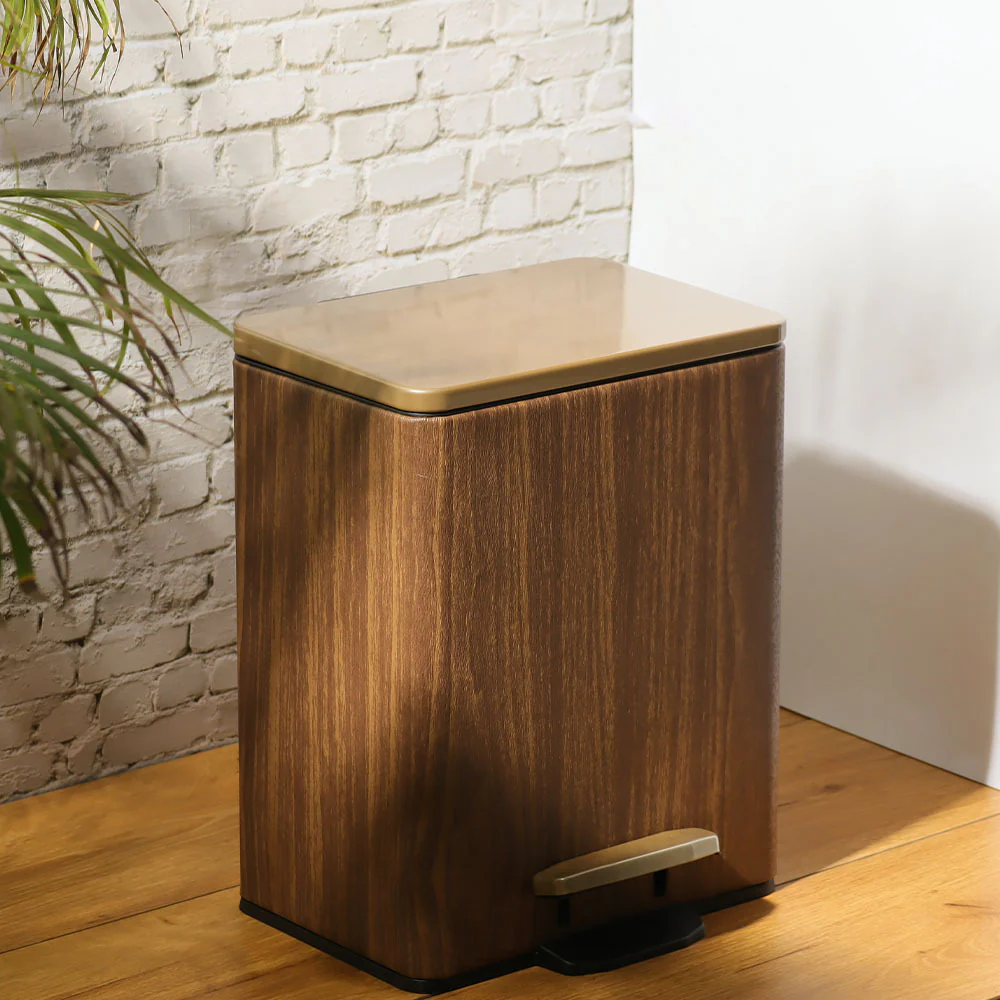Duos Textured Pedal Bin 9L - Wood - Image 3