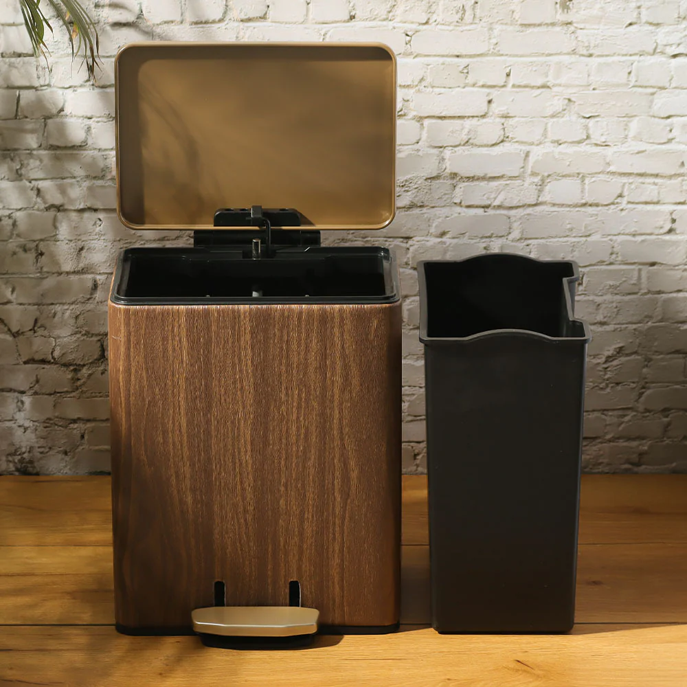 Duos Textured Pedal Bin 9L - Wood - Image 7