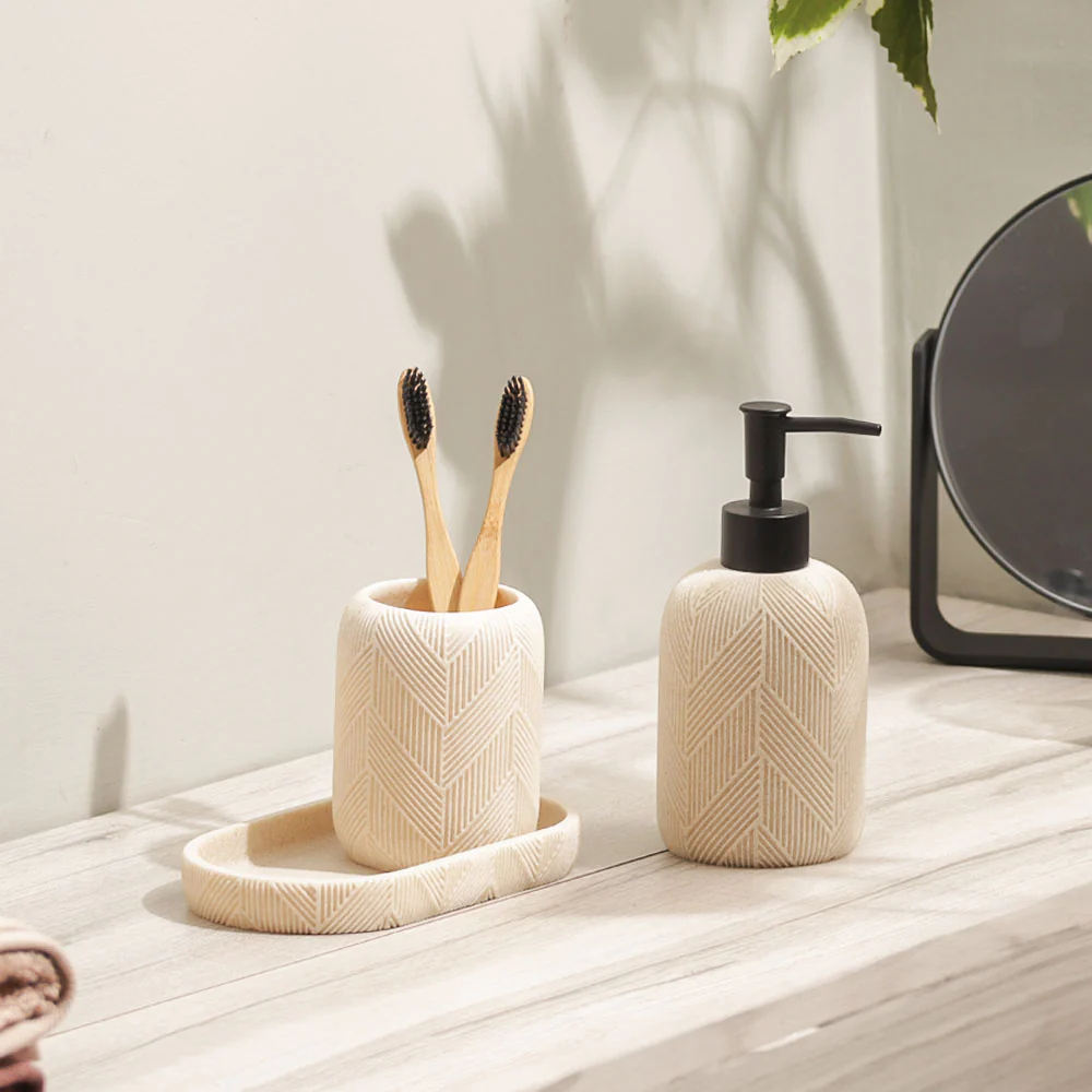 Earthtone 3-piece Bathroom Set - Cream - Image 4