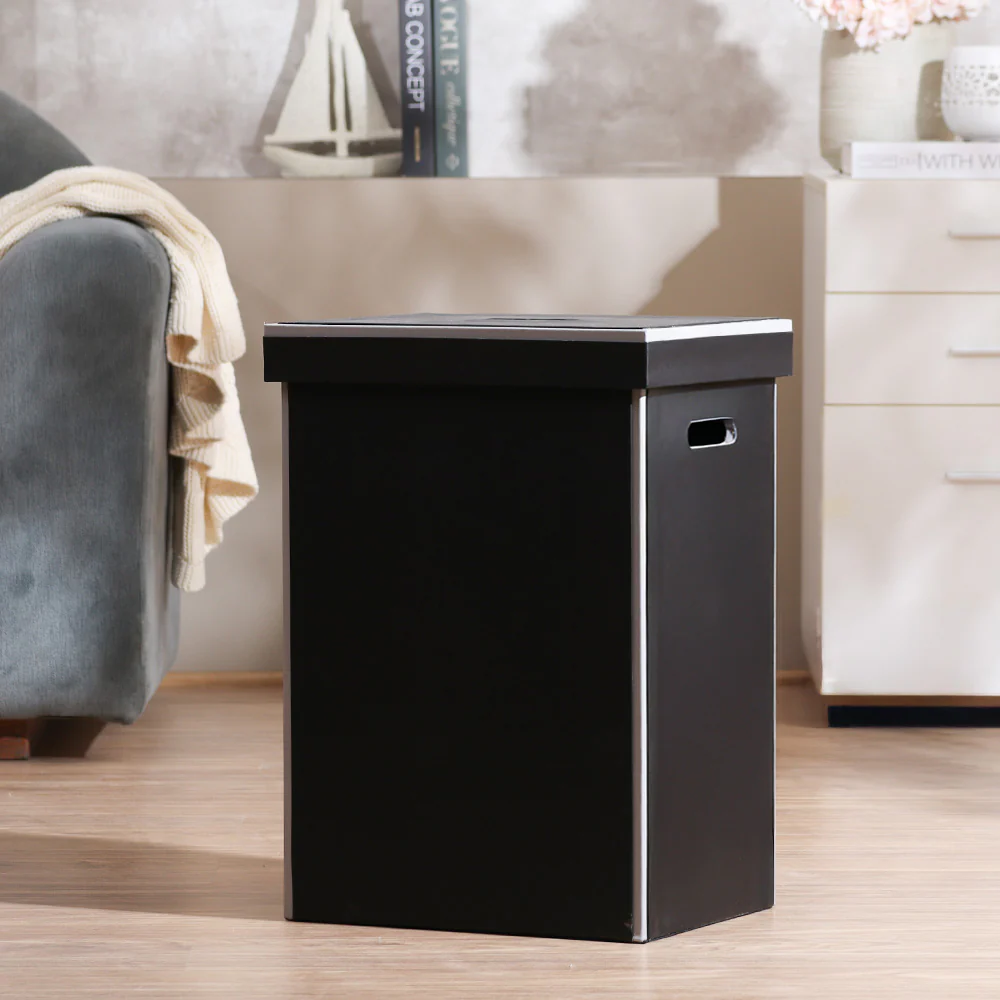 Eden Laundry Bin with Lid - Black Grey - Image 3