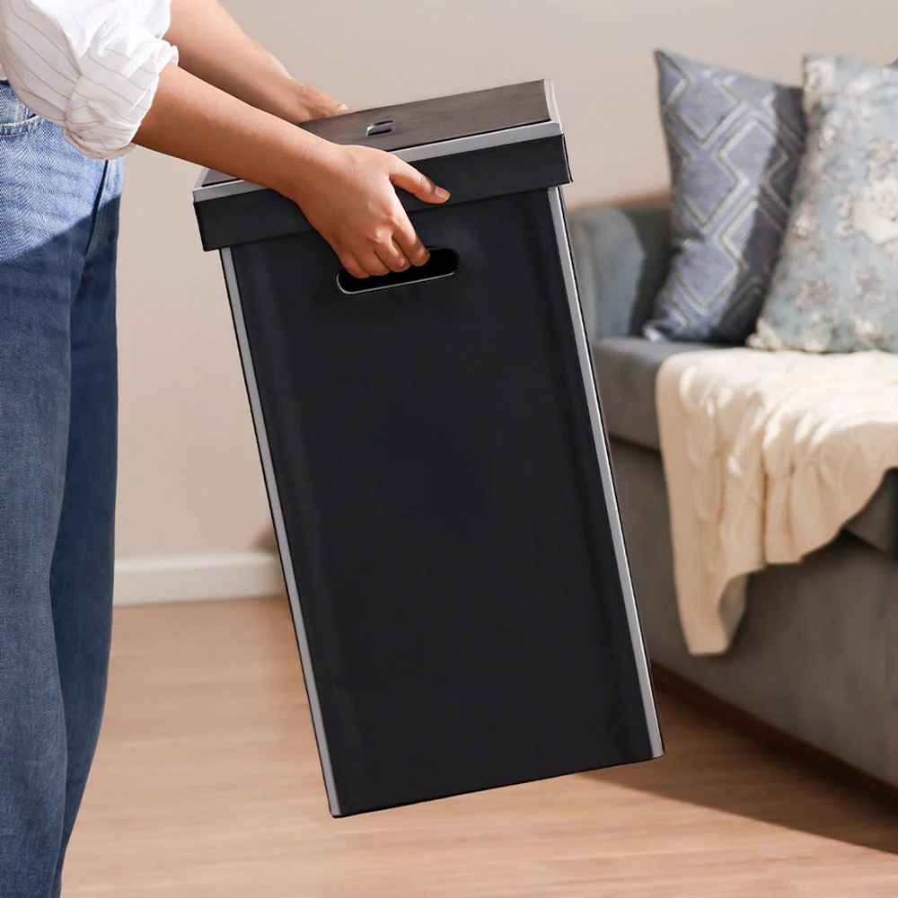 Eden Laundry Bin with Lid - Black Grey - Image 5