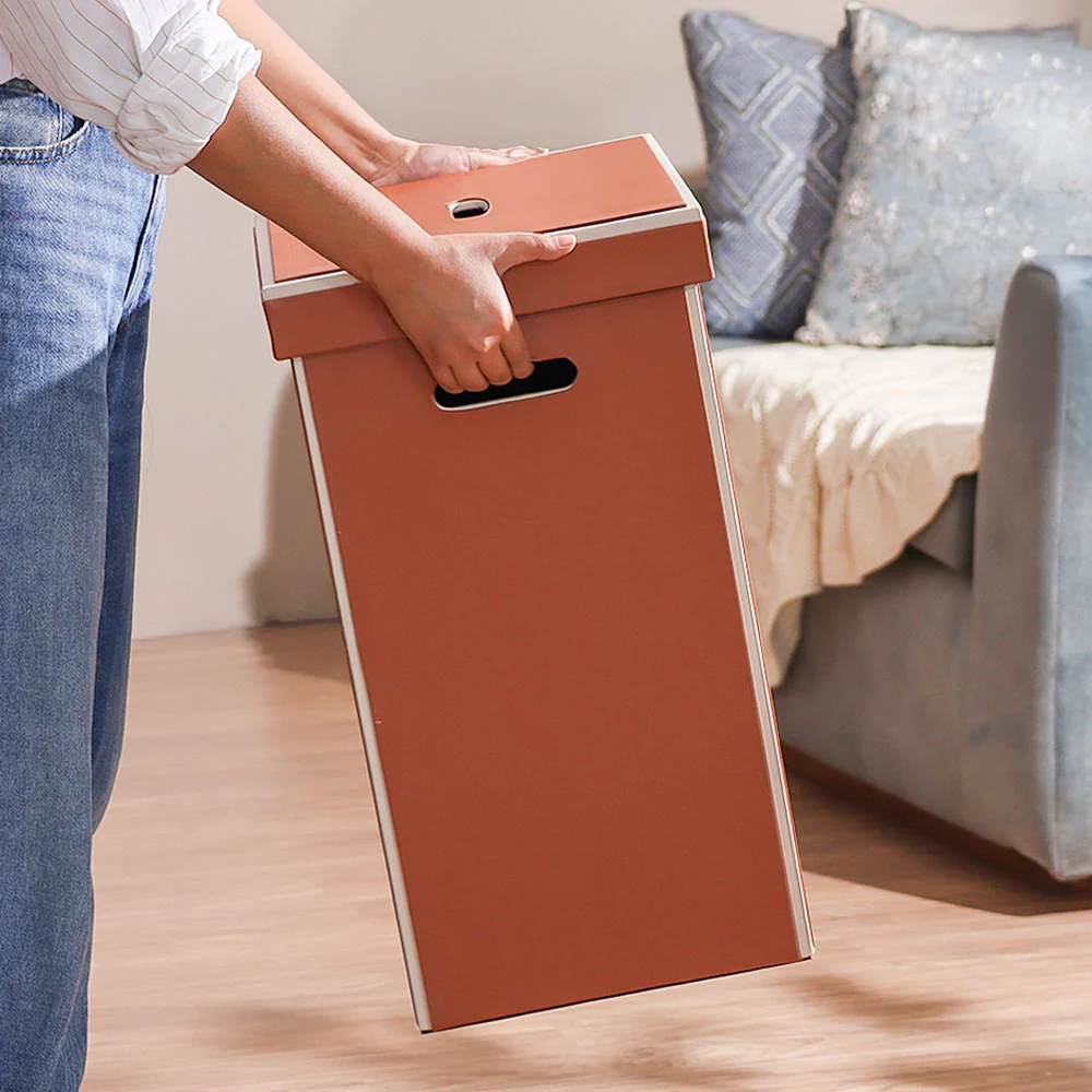 Eden Laundry Bin with Lid - Brown Cream - Image 4