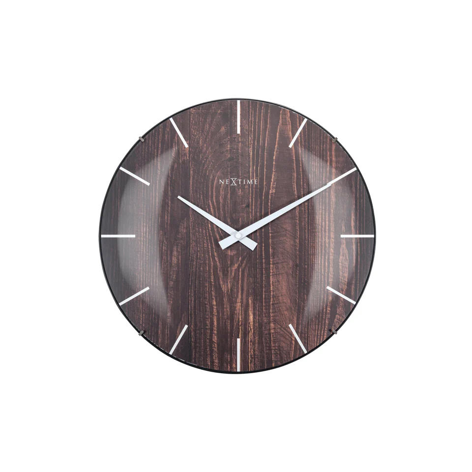 Edge Wood Dome Wall Clock 35cm - Brown - Image 3