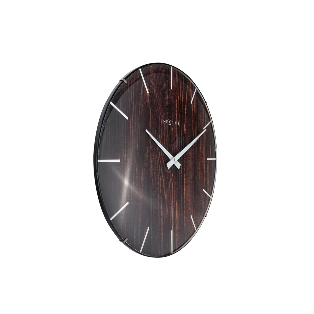 Edge Wood Dome Wall Clock 35cm - Brown - Image 6
