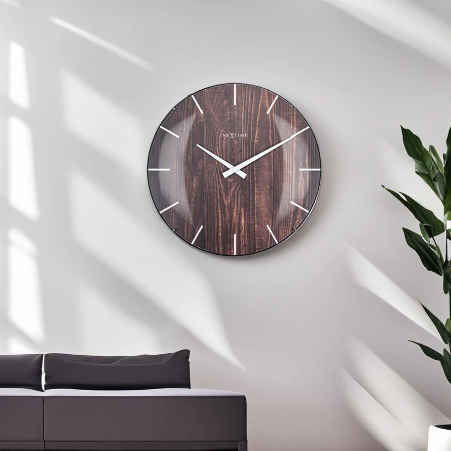 Edge Wood Dome Wall Clock 35cm - Brown - Image 8