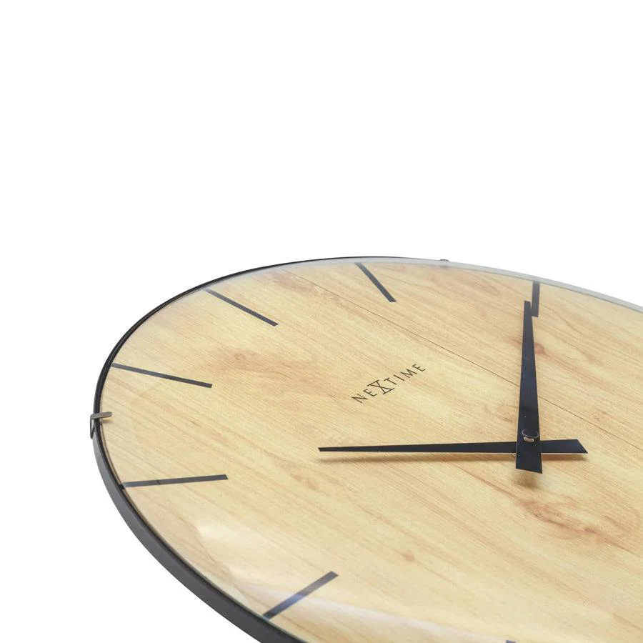 Edge Wood Dome Wall Clock 35cm - Light Brown - Image 7