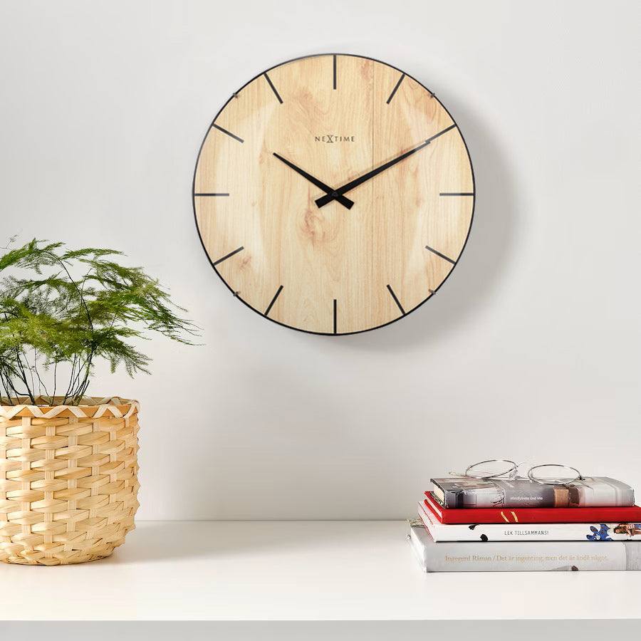 Edge Wood Dome Wall Clock 35cm - Light Brown - Image 8