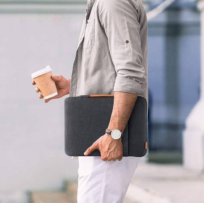 EdgeKeeper Laptop Briefcase - Black Grey 15.6 Inches