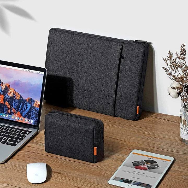 EdgeKeeper Laptop Sleeve With Pouch - Black Grey 14 Inches