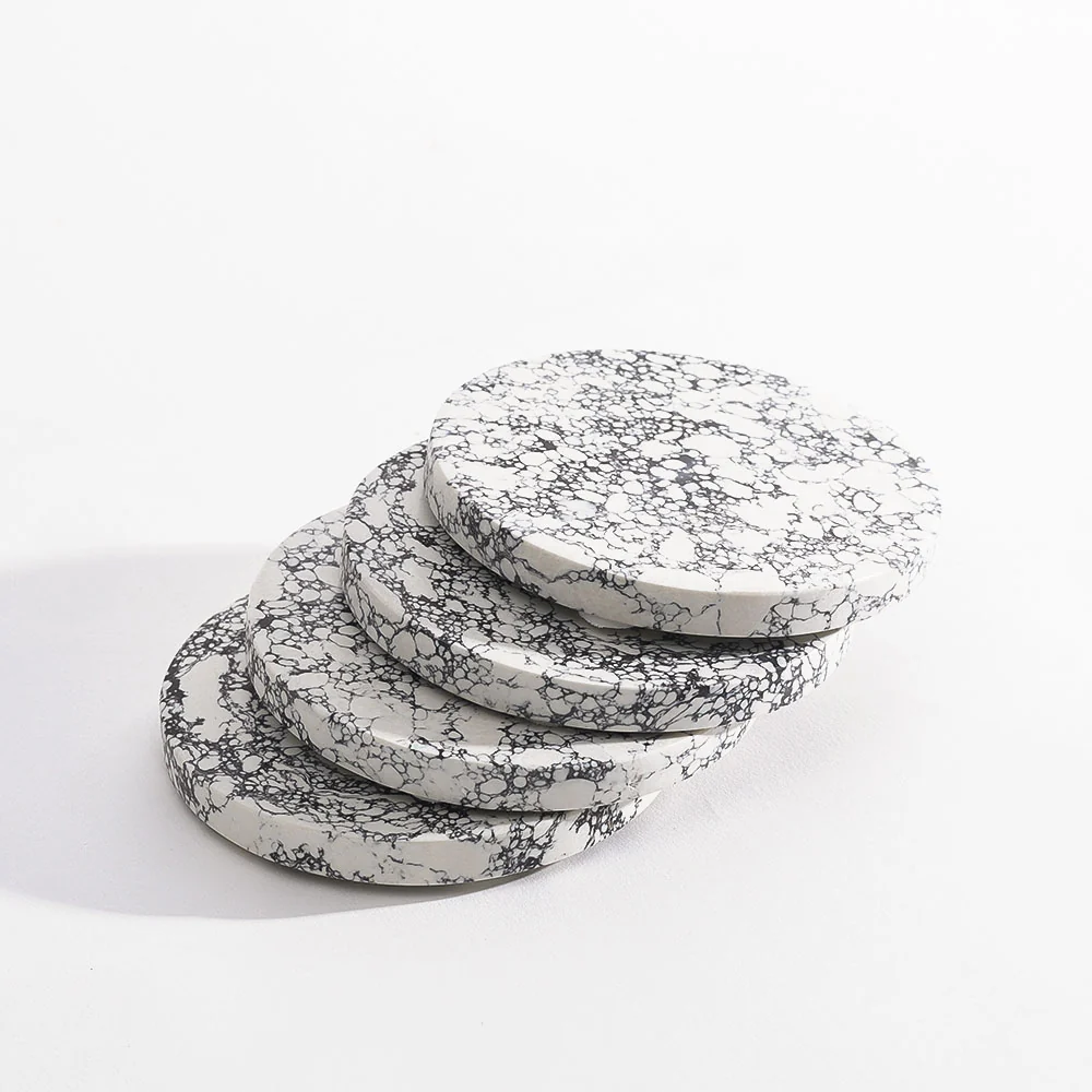 Elena Marble Coasters, Set of 4 - Monochrome - Image 3