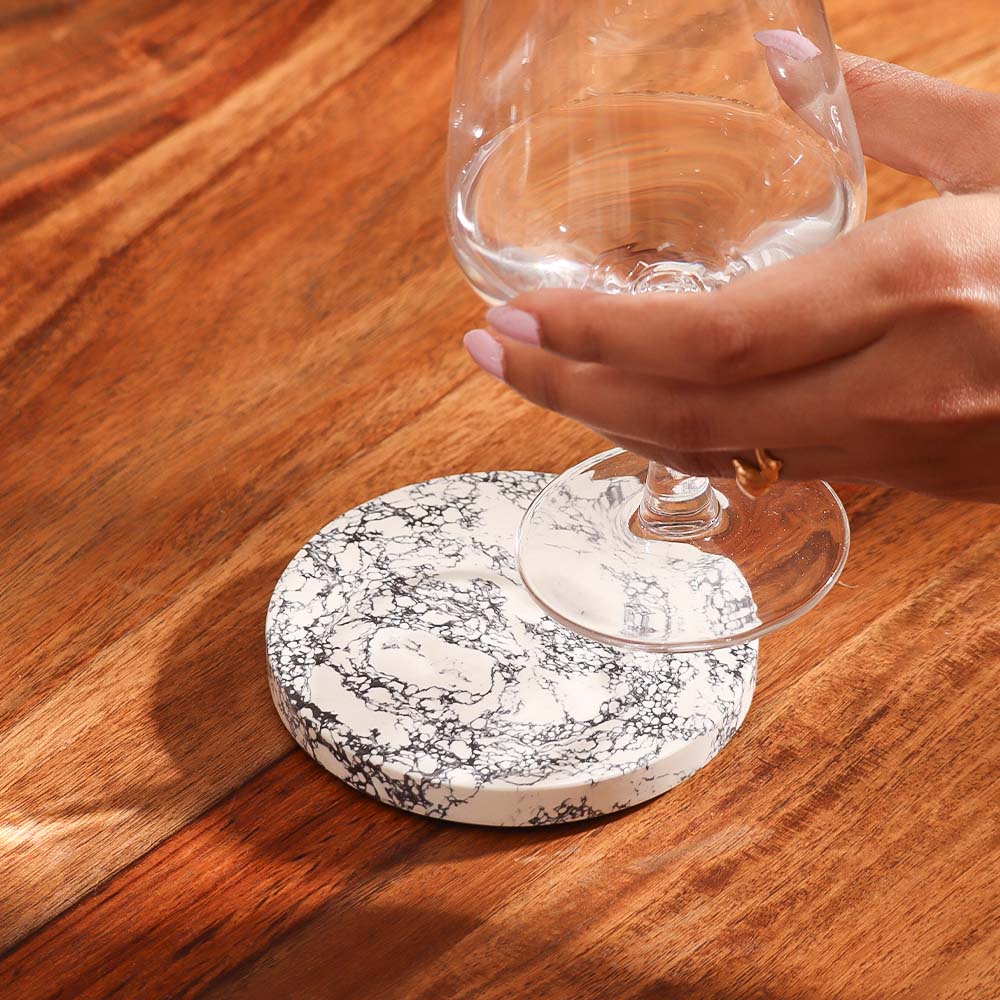Elena Marble Coasters, Set of 4 - Monochrome - Image 5