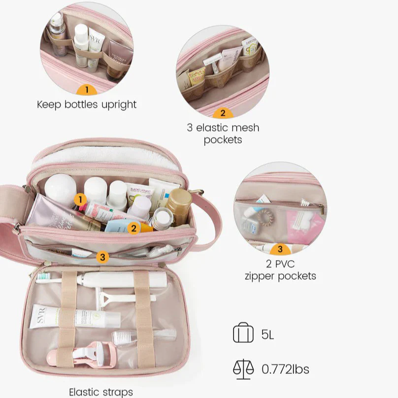 Elena Toiletry Bag - Blush Pink - Image 6