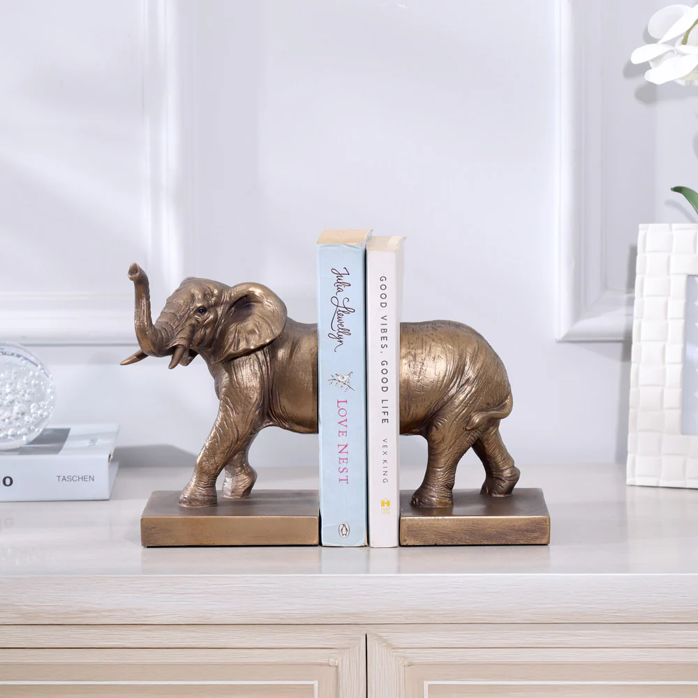 Elephant Bookends, Set of 2 - Bronze - Image 5