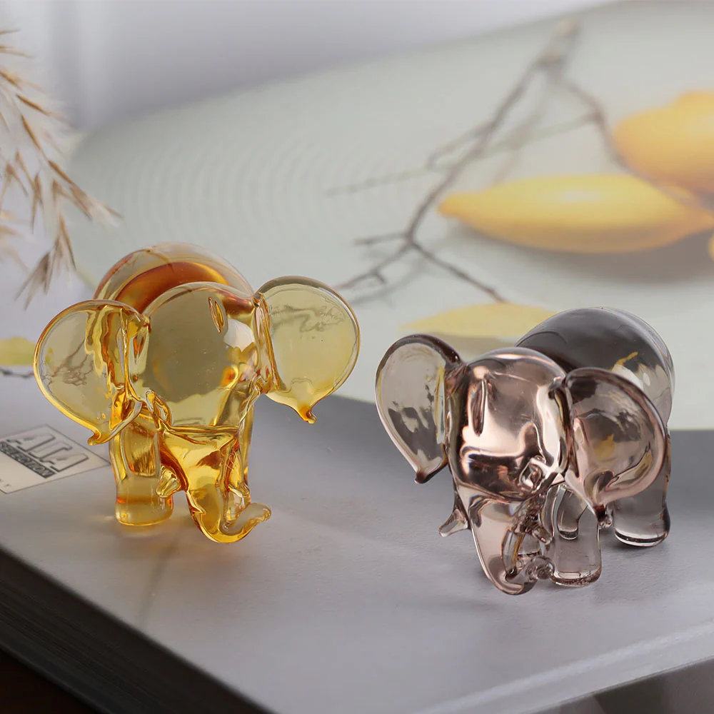 Elephant Mini Glass Sculpture - Smoky Grey - Image 3