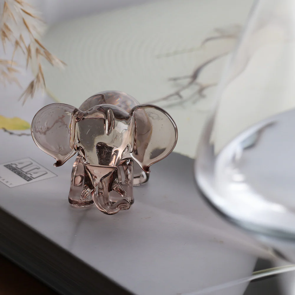 Elephant Mini Glass Sculpture - Smoky Grey - Image 4