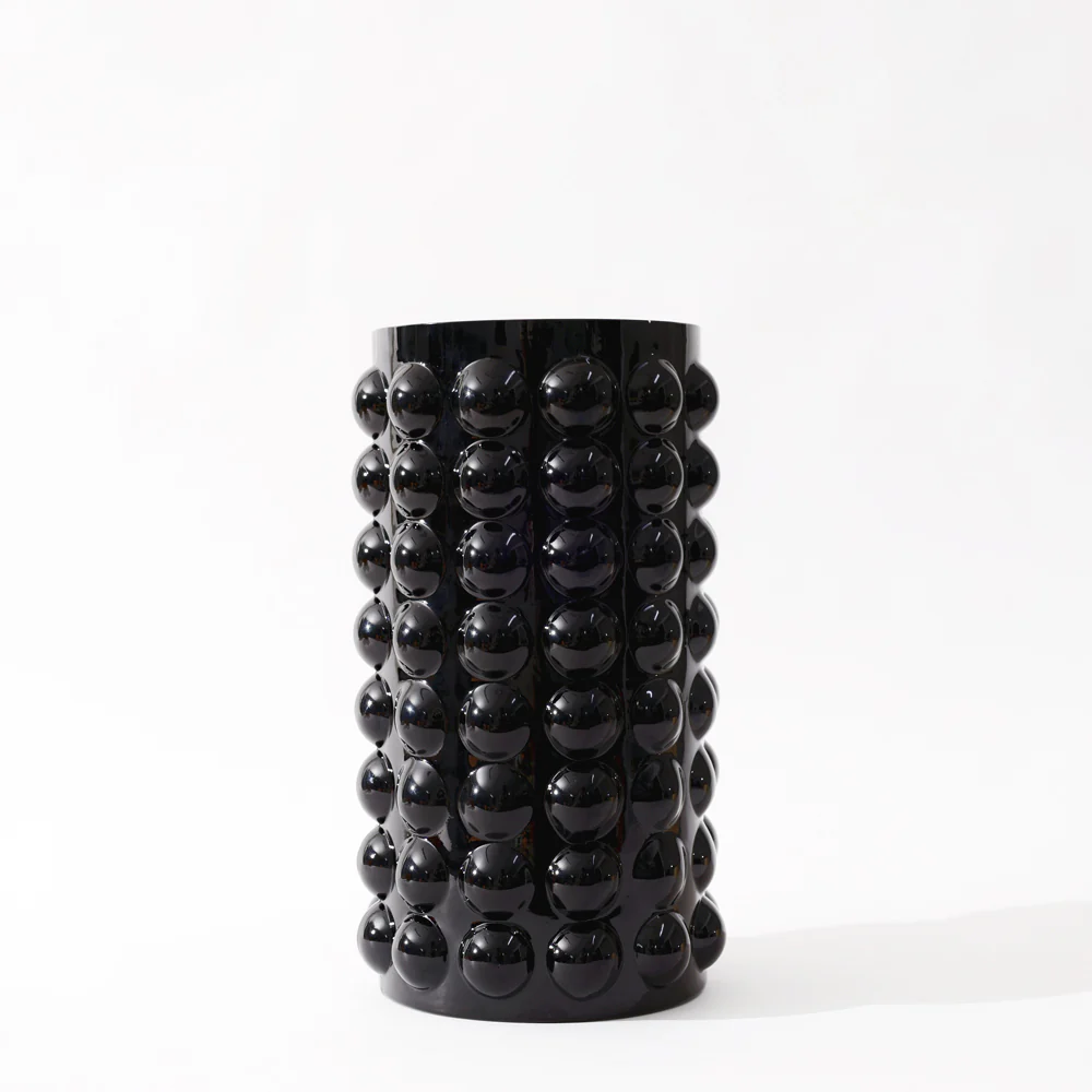 Elessa Bubbled Glass Vase Medium - Black - Image 3