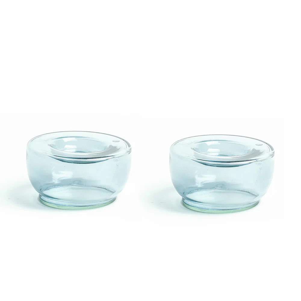 Ella Round Tealight Holders, Set of 2 - Aqua - Image 3