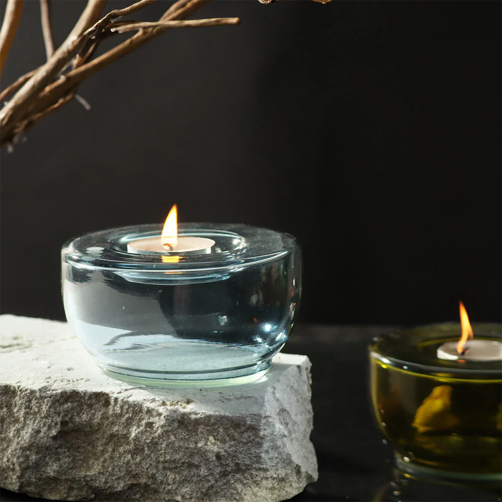 Ella Round Tealight Holders, Set of 2 - Aqua - Image 4
