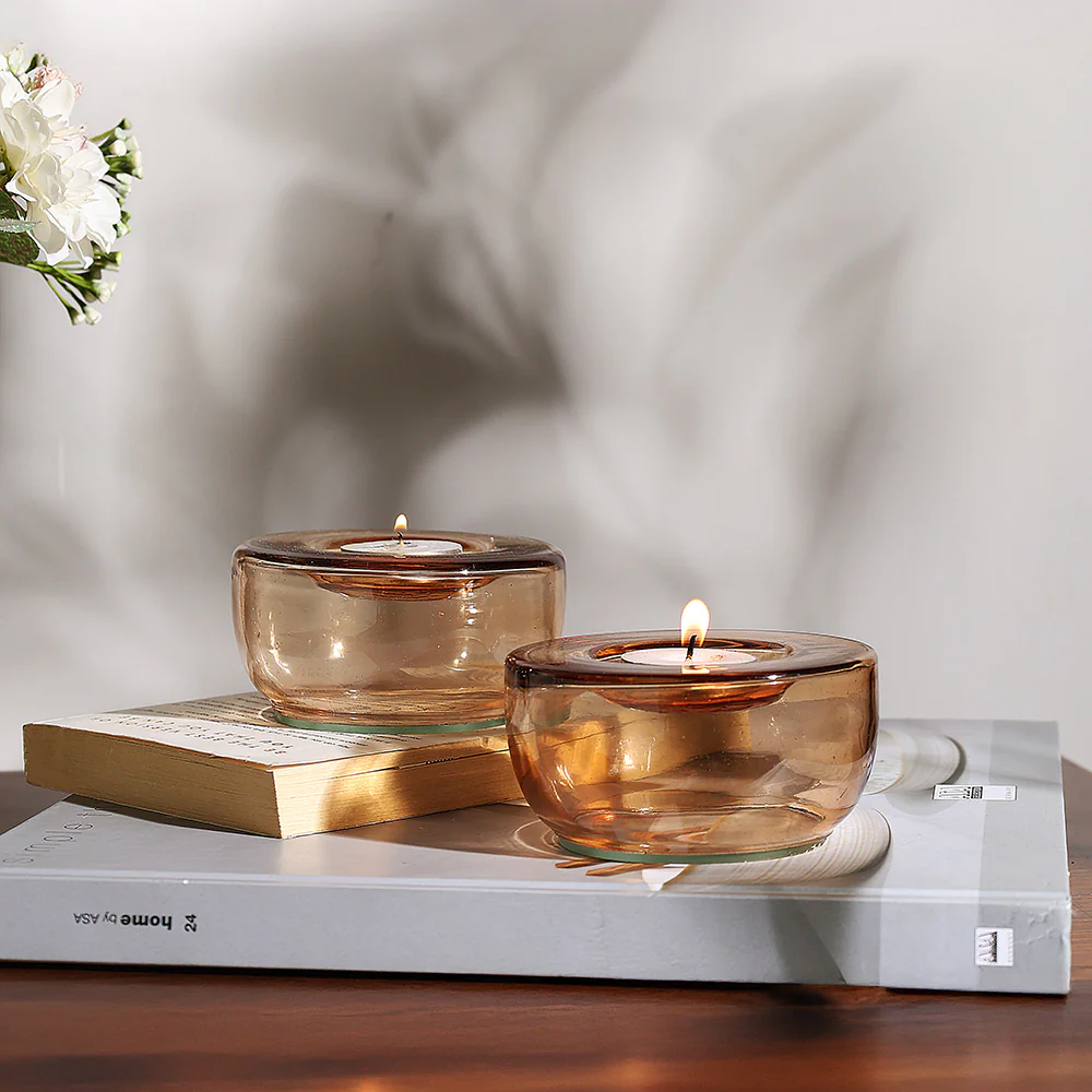 Ella Round Tealight Holders, Set of 2 - Mocha - Image 5