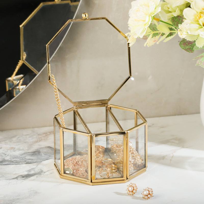 Elle Octagonal Jewellery Box Small - Gold