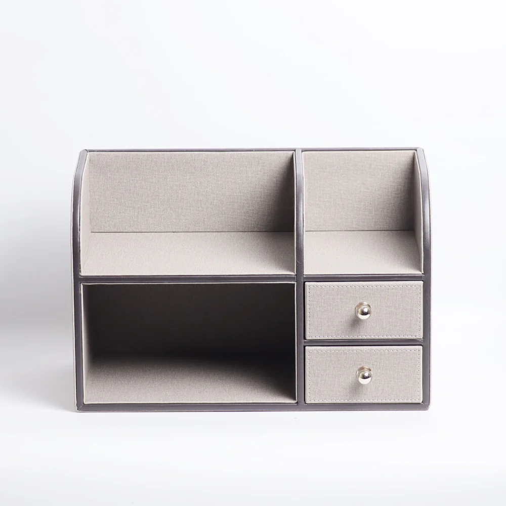 Elle Two-Tier Organiser with Drawers - Textured Grey - Image 3
