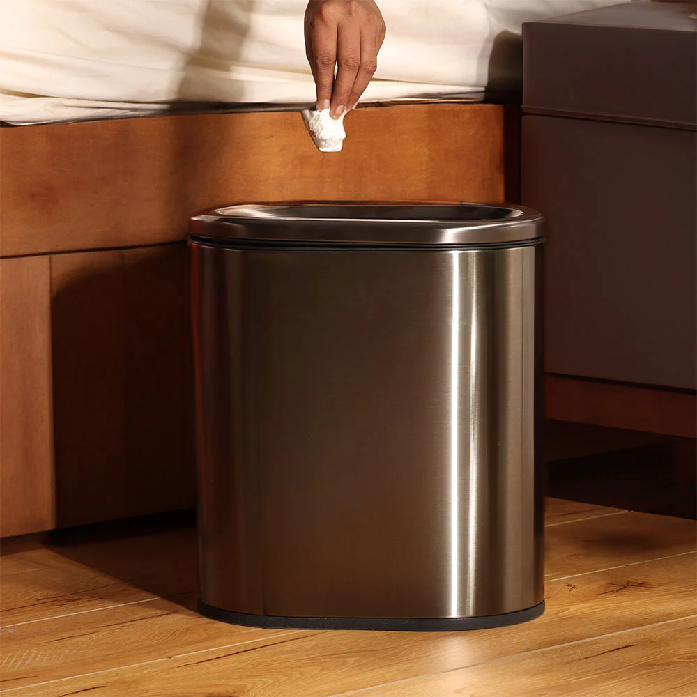 Ellipse Waste Bin 9L - Dark Silver - Image 4